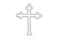 Continuous one line drawing of a cross. Line art. Concept of Easter, faith, spirituality, religion, funeral. Design