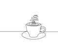 Continuous one line drawing of a cup of coffee minimalist design minimalism style i