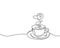 Continuous one line drawing of a cup of coffee minimalist design minimalism style i