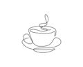 Continuous one line drawing of a cup of coffee minimalist design minimalism style i Royalty Free Stock Photo