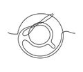 Continuous one line drawing of a cup of coffee and tea spoon Royalty Free Stock Photo