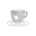 Continuous one line drawing cup with tea bag. Hot green tea drinks for breakfast. Enjoy freshness and relaxation in the morning. Royalty Free Stock Photo