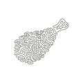 Continuous one line drawing delicious crispy fried chicken drumstick fast food menu. Fried chicken leg object stock isolated.