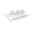 Continuous one line drawing of dim sum or shumay. Dimsum simple line art vector design