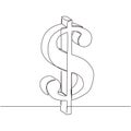 Continuous one line drawing of dollar symbol. Minimalism and simplicity hand drawn sketch lineart