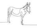 Continuous one line drawing of donkey in modern minimalistic sty