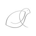 Continuous one line drawing dove bird. Flying pigeon logo. Black and white vector illustration. Concept for icon, card