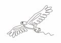 Continuous One Line Drawing Of Eagle Or Hawk Bird Vector, Illustration Minimalism Birds Flying On The Sky. Concept Of Freedom