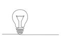 Continuous one line drawing of electric light bulb. Concept of idea emergence. Vector.