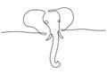 Continuous one line drawing of elephant head isolated on white background. Wildlife animal logo concept. Elephant face hand drawn Royalty Free Stock Photo