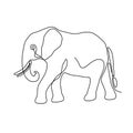 Continuous one line drawing. Elephant with white background Royalty Free Stock Photo