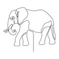 Continuous one line drawing. Elephant with white background Royalty Free Stock Photo