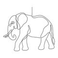 Continuous one line drawing. Elephant with white background Royalty Free Stock Photo