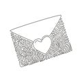 Continuous one line drawing envelope sealed with heart. Love letter or affectionate greeting card. Messages of love, happiness. Royalty Free Stock Photo