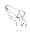 Continuous One Line Drawing of face identification check. Selfie beautiful woman blogger. Vector illustration portrait