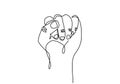 Continuous one line drawing of fist hand gesture. Arm sign and symbol of fight and freedom
