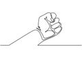 Continuous one line drawing of fist hand gesture. Hand drawn minimalism symbol of freedom, rebel, protest, and fight