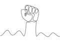 Continuous one line drawing of fist hand symbol of freedom and rebellion Royalty Free Stock Photo
