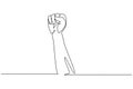 Continuous one line drawing fist or victory hand symbol. Zero hand count. Learn to count numbers