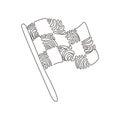 Continuous one line drawing flag icon, racing sign or symbol. Checkered racing flag. Black and white flag Royalty Free Stock Photo