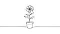 Continuous one line drawing of a flower in a pot. Beautiful flower Isolated on a white background. Vector illustration Royalty Free Stock Photo