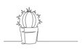 Continuous one line drawing of a flower in a pot Royalty Free Stock Photo