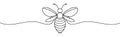 Continuous one line drawing of flying bee. Simple illustration of honey bee line art vector illustration Royalty Free Stock Photo