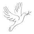 Continuous one line drawing of flying dove holding an olive branch. Peace dove sign and freedom sign concept Royalty Free Stock Photo