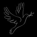 Continuous one line drawing of flying dove holding an olive branch. Peace dove sign and freedom sign concept Royalty Free Stock Photo