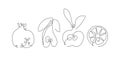 Continuous one line drawing fruits. Farmer market Logo concept. Abstract hand drawn fruits by one line. Minimalist black Royalty Free Stock Photo