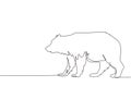 Continuous one line drawing giant bear walking forward in the jungle. Strong wild grizzly brown bear mammal mascot. Dangerous big Royalty Free Stock Photo