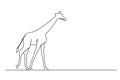 Continuous one line drawing. Giraffe walking symbol. Logo of the giraffe. Vector illustration