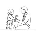 Girl child giving present to her father