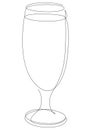 Continuous one line drawing of glass with cocktail, beer or beverage. Full filled glass. Vector illustration