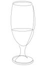 Continuous one line drawing of glass with cocktail, beer or beverage. Half filled glass. Vector illustration