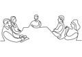 Continuous one line drawing of group of business people having discussion in conference room. Professional young business team is Royalty Free Stock Photo