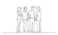 Continuous one line drawing. Group of teenager speaking