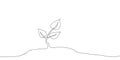 Continuous one line drawing of growing small tree sprout, Plant leaves grow seedling eco natural farm concept design