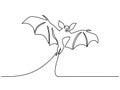 Halloween bat silhouette Continuous one line draw Royalty Free Stock Photo