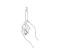 Continuous one line drawing of hand holding burning candle. Candle burn simple line art vector design Royalty Free Stock Photo