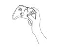 Continuous one line drawing of hand holding game controller. Hand holds Joysticks or Gamepads line art vector illustration Royalty Free Stock Photo
