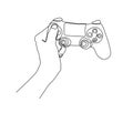 Continuous one line drawing of hand holding game controller. Hand holds Joysticks or Gamepads line art vector illustration Royalty Free Stock Photo