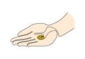 Continuous one line drawing of hand holding money of dollar coin. Vector illustration simplicity sketch hand drawn minimalism Royalty Free Stock Photo