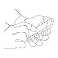 Continuous one line drawing of hand holding phone or smartphone. Modern Vector illustration design of smart mobile technology Royalty Free Stock Photo