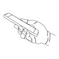 Continuous one line drawing of hand holding phone or smartphone. Modern Vector illustration design of smart mobile technology Royalty Free Stock Photo