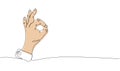 Continuous one line drawing of hand showing OK gesture Royalty Free Stock Photo