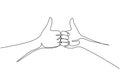 Continuous one line drawing hand showing thumbs up gesture. Agreement sign or symbol. Approval of collaboration. Successful Royalty Free Stock Photo