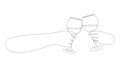 Continuous one line drawing of hands cheering with glasses of wine. Single line drawing of cheers of wine glass Royalty Free Stock Photo