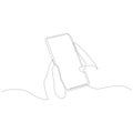 Continuous one line drawing of hands holding smartphone. Vector illustration minimalism design smart mobile technology Royalty Free Stock Photo