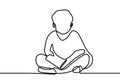 Continuous one line drawing. Happy boy reading open books sitting on floor. Kid reading the book. Vector illustration minimalism Royalty Free Stock Photo